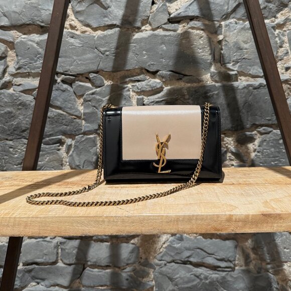 Saint Laurent Bicolour Black Beige Small Kate Chain Shoulder Bag - Picture 1 of 16